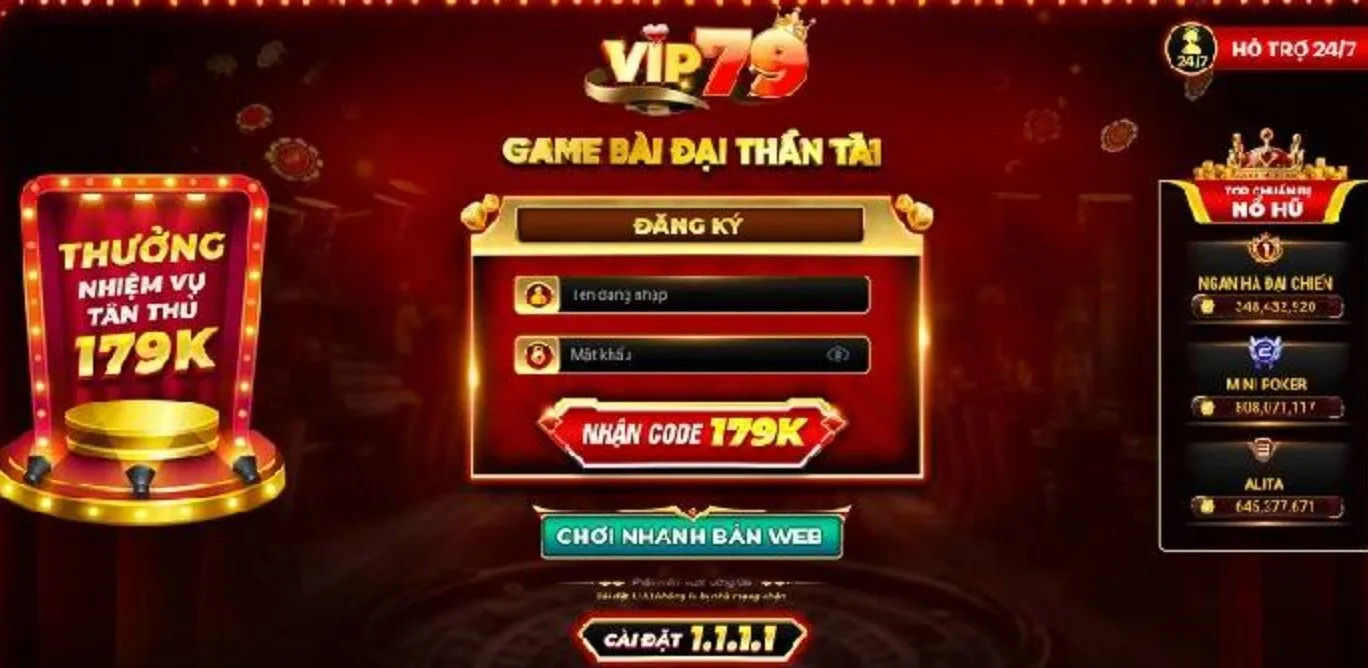 Game b&agrave;i đổi thưởng Vip79